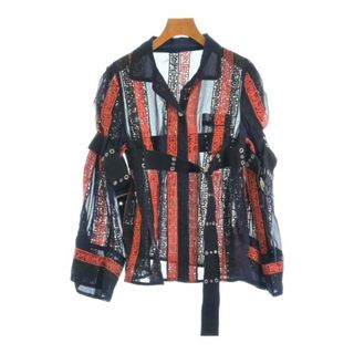 サカイ(sacai)のsacai サカイ カジュアルシャツ 1(S位) 紺xオレンジ(総柄) 【古着】【中古】(シャツ/ブラウス(長袖/七分))