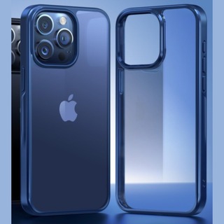 iPhone 15 ProMax スマホ ケース ブルー チタニウム オシャレ(iPhoneケース)