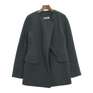 ジルサンダー(Jil Sander)のJIL SANDER ジルサンダー ノーカラージャケット 36(XS位) 緑 【古着】【中古】(ノーカラージャケット)