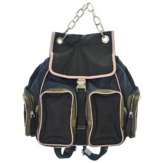 マルニ(Marni)のMARNI マルニ バックパック・リュック - 黒xピンクxカーキ 【古着】【中古】(リュック/バックパック)