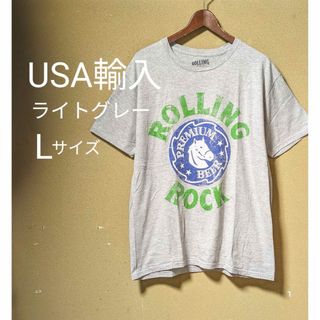 USA輸入 アメリカ古着 企業 ロゴ Tシャツ グレー L アメカジ 夏 ビール(Tシャツ/カットソー(半袖/袖なし))