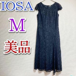 IOSA　イオサ　ロング　ワンピース　9AR　M　花柄　ブラック　黒(ロングワンピース/マキシワンピース)