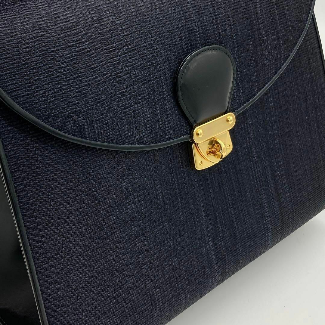 COMTESSE】ハンドバッグ ホースヘア ゴールド金具 ネイビー バッグ COMTESSE】ハンドバッグ ホースヘア ゴールド金具 ネイビー バッグ