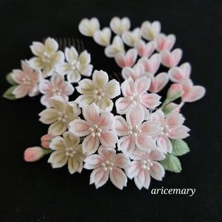 桜のつまみ細工髪飾り(ヘアアクセサリー)