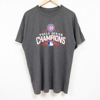 L★古着 半袖 Tシャツ メンズ MLB シカゴカブス クルーネック グレー 霜降り メジャーリーグ ベースボール 野球 24may27 中古(Tシャツ/カットソー(半袖/袖なし))