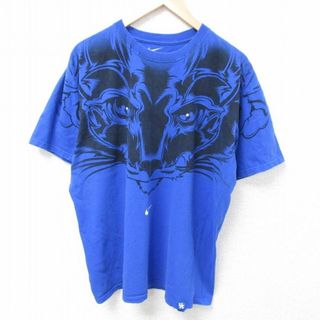 ナイキ(NIKE)のXL★古着 ナイキ NIKE 半袖 ブランド Tシャツ メンズ ワイルドキャッツ コットン クルーネック 青 ブルー 24may27 中古(Tシャツ/カットソー(半袖/袖なし))