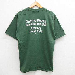 L★古着 半袖 ビンテージ Tシャツ メンズ 00年代 00s AFSCME コットン クルーネック USA製 緑 グリーン 24may27 中古(Tシャツ/カットソー(半袖/袖なし))