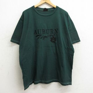 XL★古着 半袖 ビンテージ Tシャツ メンズ 00年代 00s オーバーンタイガース 刺繍 大きいサイズ クルーネック 緑 グリーン 24may27 中古(Tシャツ/カットソー(半袖/袖なし))