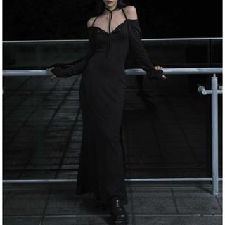 LIP SERVICE - 【Melt the Lady 】neck strap dress ブラックワンピ