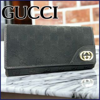 グッチ(Gucci)のGUCCI グッチ 長財布 GG キャンバス ブラック ロゴ　箱　ギャラ付(折り財布)