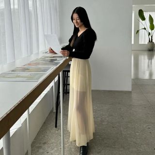 クラネ(CLANE)のCLANE SHEER FLARE MERMAID SKIRT(ロングスカート)