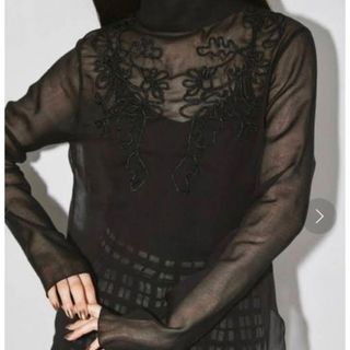 TODAYFUL - 【TODAYFUL】Sheer Embroidery Blouse BLACK