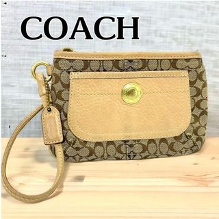 コーチ(COACH)のCOACH コーチ キャンバス シグネチャー ミニ ポーチ ベージュ(ボディバッグ/ウエストポーチ)