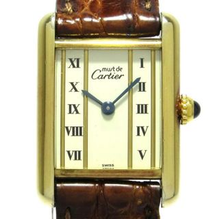 カルティエ(Cartier)のCartier(カルティエ) 腕時計 マストタンク ヴェルメイユSM W1003053 レディース 925/縦ローマン/クロコベルト アイボリー(腕時計)