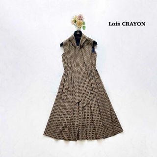 Lois CRAYON - 【Lois CRAYON】ノースリーブボウタイワンピース　総柄　M