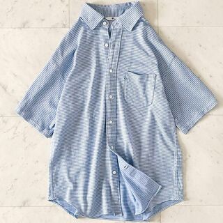 45R - 美品＊45R  コットン半袖シャツ R刺繍 サイズ3 ライトブルー 洗える日本製