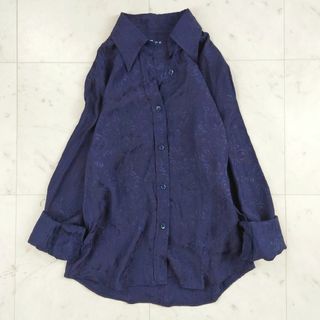 シップス(SHIPS)の美品♪ シップス SHIPS 長袖ブラウス 総柄 花柄 ジャガード ネイビー(シャツ/ブラウス(長袖/七分))