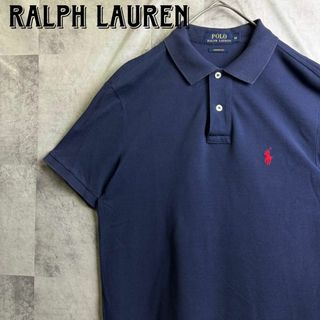 POLO RALPH LAUREN - 美品  現行 ポロラルフローレン 鹿子ポロシャツ 半袖 刺繍ロゴ ネイビー M