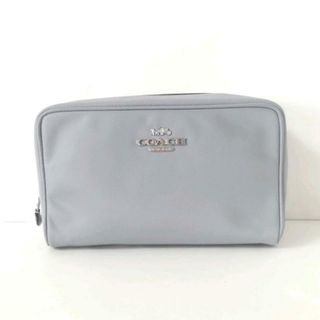 コーチ(COACH)のCOACH(コーチ) ポーチ美品  - ブルーグレー ナイロン×レザー(ポーチ)