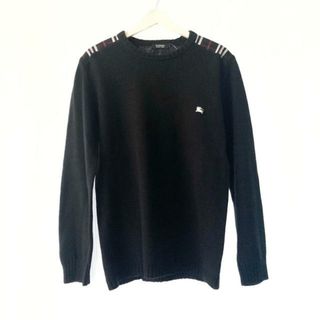 バーバリーブラックレーベル(BURBERRY BLACK LABEL)のBurberry Black Label(バーバリーブラックレーベル) 長袖セーター サイズ3 L メンズ - 黒 クルーネック/チェック柄(ニット/セーター)