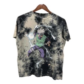 NARUTO ナルト ハタケカカシ タイダイ 半袖Ｔシャツ アニメT キャラクター グレー (メンズ M) 中古 古着 Q7951(Tシャツ/カットソー(半袖/袖なし))