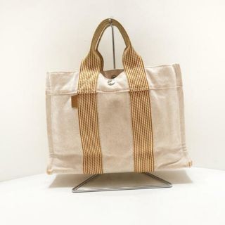 エルメス(Hermes)のHERMES(エルメス) トートバッグ ニューフールトゥトートPM アイボリー×オレンジ キャンバス(トートバッグ)