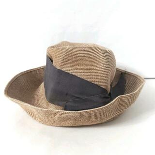 Athena(アシーナ) 帽子 - ベージュ×ダークグレー 帽子 (その他) 指定外繊維(紙)×コットン