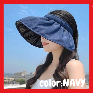 【新品 】サンバイザー 折りたたみ 大型 つば広 日焼け防止 帽子 UVカット(サンバイザー)