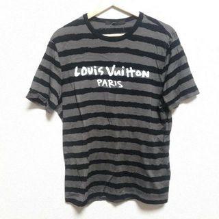 LOUIS VUITTON(ルイヴィトン) 半袖Tシャツ サイズM メンズ - H2JR10JU5 黒×グレーベージュ クルーネック/ボーダー