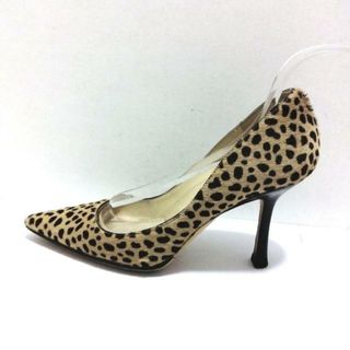 ジミーチュウ(JIMMY CHOO)のJIMMY CHOO(ジミーチュウ) パンプス 34 1/2 レディース美品  - ライトブラウン×ダークブラウン 豹柄/アウトソール張替済 ハラコ(ハイヒール/パンプス)