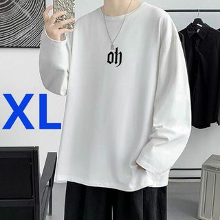 新品　メンズ 長袖 tシャツ カットソー ロンT オーバーサイズ　XL ゆったり(Tシャツ/カットソー(七分/長袖))