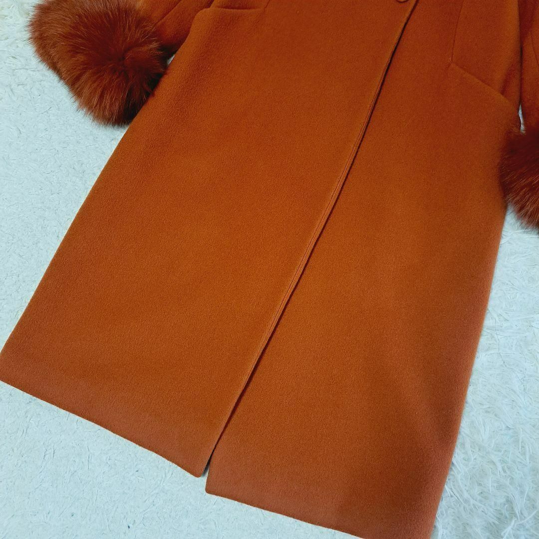 ダイアグラム 美品✨フォックスファー ノーカラーロングコート36 ダイアグラム 美品✨フォックスファー ノーカラーロングコート36
