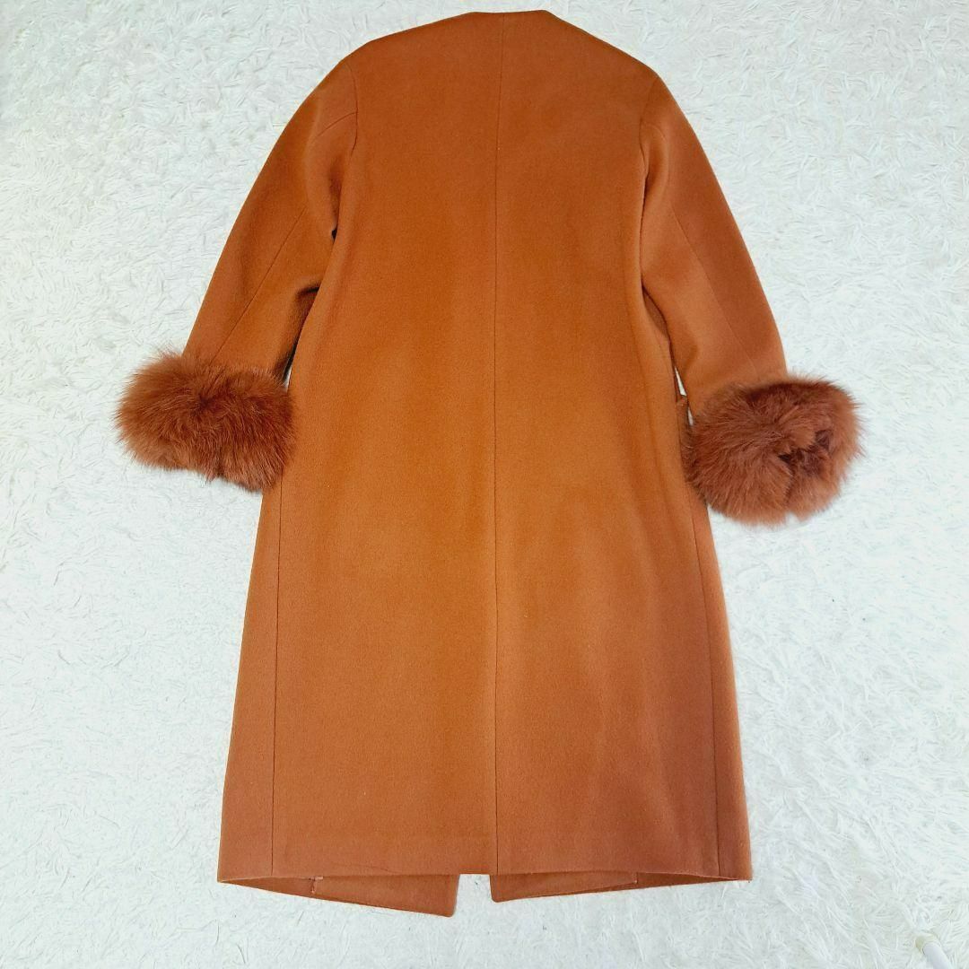 ダイアグラム 美品✨フォックスファー ノーカラーロングコート36 ダイアグラム 美品✨フォックスファー ノーカラーロングコート36