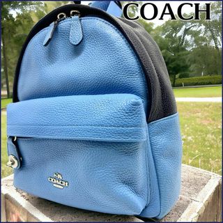 コーチ(COACH)のコーチ 【美品】COACH バックパック リュック 水色 37690 レザー(リュック/バックパック)