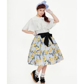 アクシーズファム(axes femme)のaxes femme kawaii ストライプレモン柄　スカート　美品　フリル(ひざ丈スカート)