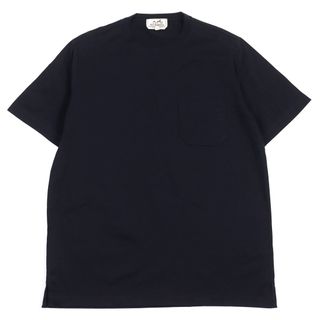 Hermes - 未使用品○HERMES エルメス コットン100% Hロゴデザイン クルーネック ポケット付き 半袖Ｔシャツ/カットソー ネイビー M イタリア製 正規品 メンズ