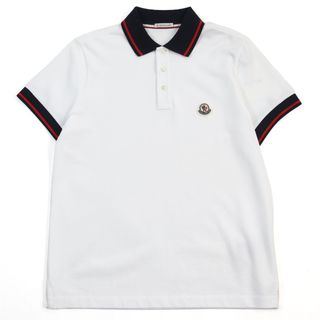 モンクレール(MONCLER)の未使用品○MONCLER モンクレール 2021年製 H20918A00009 84556 SS POLO コットン 襟ロゴ入り ロゴワッペン付き シェルボタン 半袖ポロシャツ ホワイト S 正規品 メンズ(ポロシャツ)