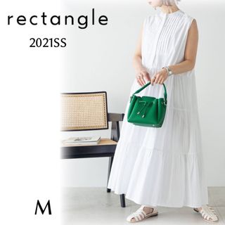 美品 レクタングル ノースリーブ ティアードワンピース ロング丈  インド綿(ロングワンピース/マキシワンピース)