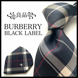 BURBERRY BLACK LABEL - ꧁良品꧂ バーバリーブラックレーベル ネクタイ ホース ノバチェック ネイビー