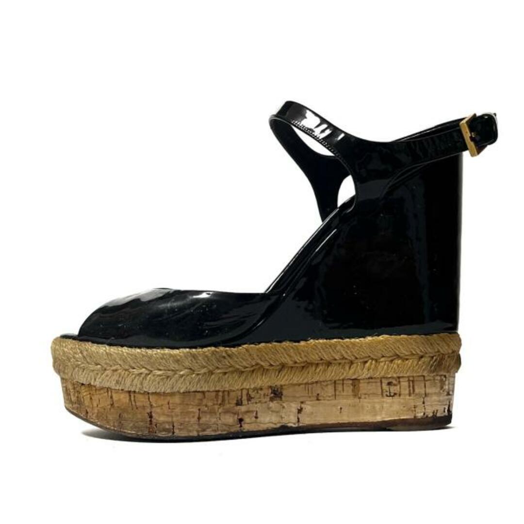 GUCCI(グッチ) サンダル 37 レディース - 黒×ベージュ ウェッジソール/オープントゥ エナメル(レザー)×コルク×麻 | フリマアプリ ラクマ GUCCI(グッチ) サンダル 37 レディース - 黒×ベージュ ウェッジソール/オープントゥ エナメル(レザー)×コルク×麻 | フリマアプリ ラクマ