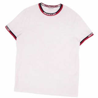 モンクレール(MONCLER)の美品 モンクレール MONCLER Tシャツ カットソー 半袖 ショートスリーブ ロゴ トップス メンズ L ホワイト(Tシャツ/カットソー(半袖/袖なし))