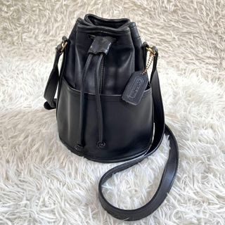 COACH - 【美品】オールド コーチ　レザー 巾着 ショルダー バッグ　USA製　ブラック