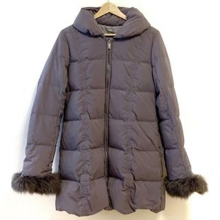 セオリーリュクス(Theory luxe)のtheory luxe(セオリーリュクス) ダウンコート サイズ40 M レディース - ダークグレー 長袖/ジップアップ/ファー取外し可/冬(ダウンコート)