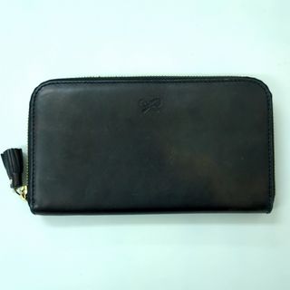 アニヤハインドマーチ(ANYA HINDMARCH)のアニヤハインドマーチ レザー 長財布 ダークブラウン系 イタリア製(財布)