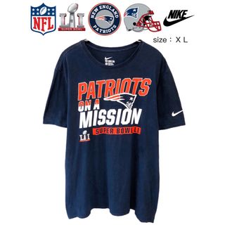 ナイキ(NIKE)のNFL　Super Bowl LI　ペイトリオッツ　Tシャツ　XL　紺　US古着(Tシャツ/カットソー(半袖/袖なし))