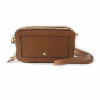 極美品★LAUREN RALPH LAUREN ローレン ラルフ ローレン 431819497 ロゴ金具付 スクエア レザー ショルダーバッグ ブラウン レディース(ショルダーバッグ)