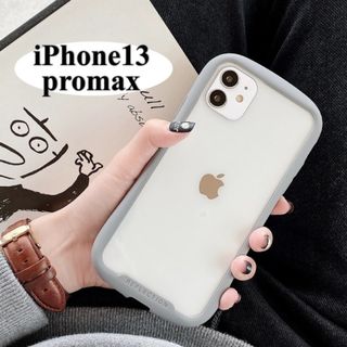 iPhone13promax ケース 透明 グレー iFace 風 カメラカバー(iPhoneケース)