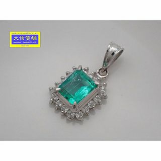 PT850 プラチナ エメラルド ダイヤ ペンダントトップ E0.54ct D0.20ct 1.6g 中古A- 【送料無料】 C-9102【質屋出品】(その他)