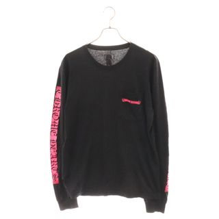 クロムハーツ(Chrome Hearts)のCHROME HEARTS クロムハーツ Pink Made in Hollywood Vertical Logo L/S Tee ピンクメイドインハリウッドヴァーティカルロゴロングスリーブTシャツ 長袖カットソー ロンT ブラック/ピンク(Tシャツ/カットソー(七分/長袖))