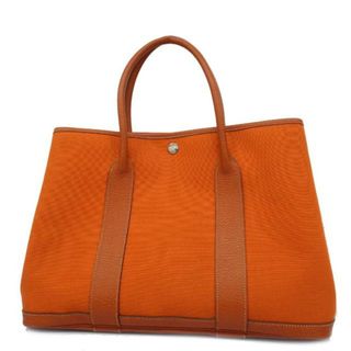 エルメス(Hermes)の【4ie5229】エルメス トートバッグ/ガーデンパーティPM/□J刻印/トワルオフィシエ/オレンジ/シルバー金具 【中古】 レディース(トートバッグ)